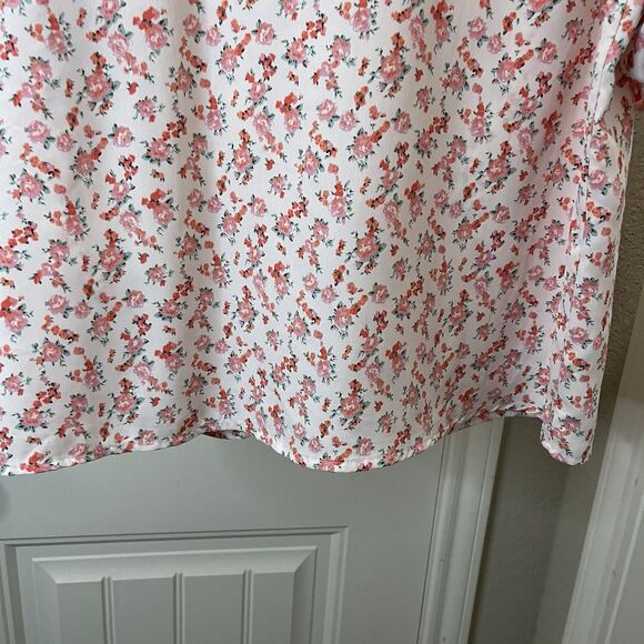Ivy City Co Pink Floral Cottage Coquette Button Up Puff Sleeve Top Womens Size L - Picture 8 of 10